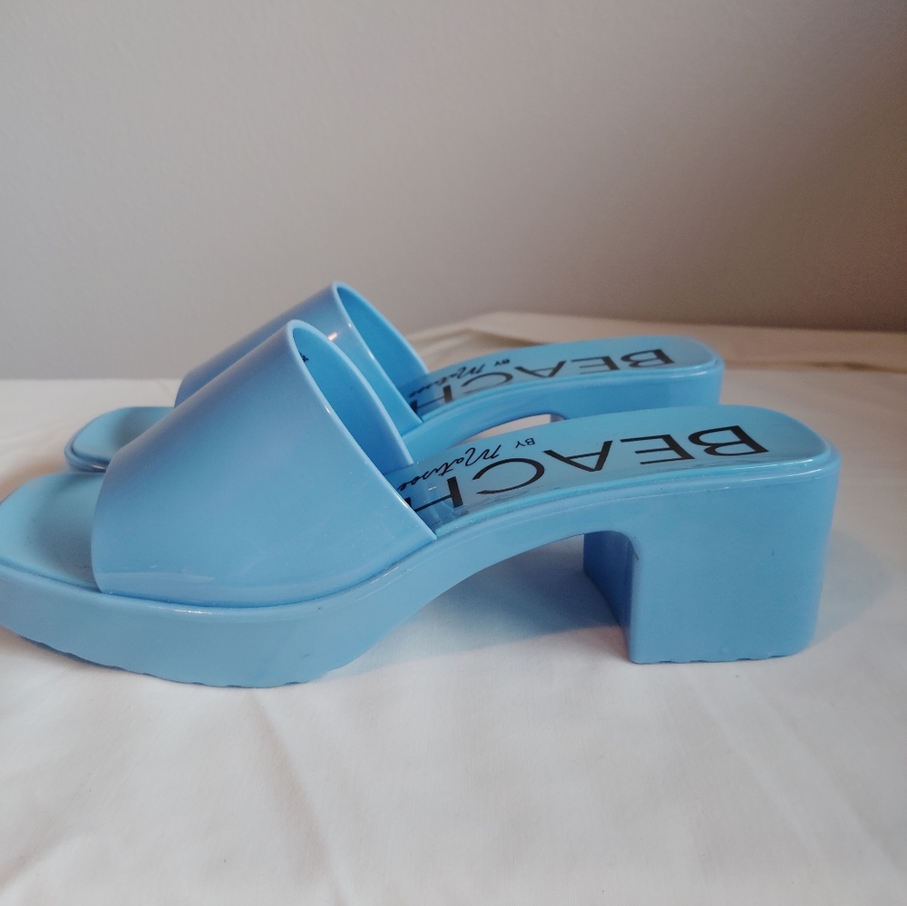 Beach By Matisse Ocean Blue Slip-on Jelly Heeled Sandal Size 8 M - Picture 3 of 6